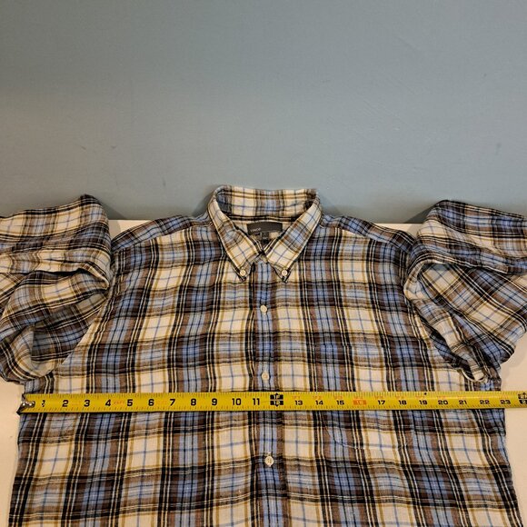 Vince Men's Large 100% Linen Long Sleeve Button Down Plaid Shirt Style M13081062 - Picture 10 of 15
